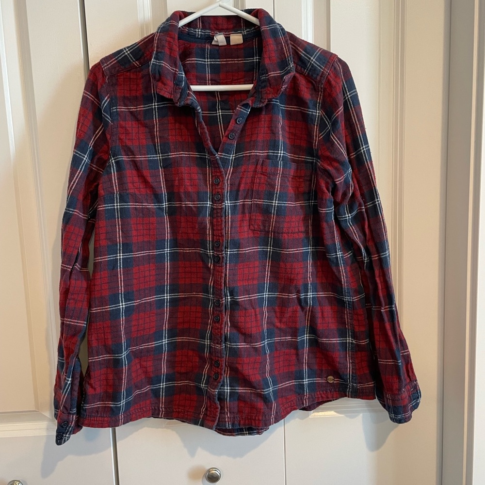 Plaid ROXY Button Long Sleeve